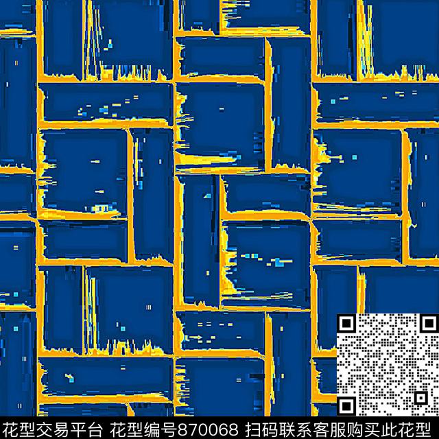 色块抽像线条数码印花华亿平台下载（图片编号: 870068） - 瓦栏（Walan）