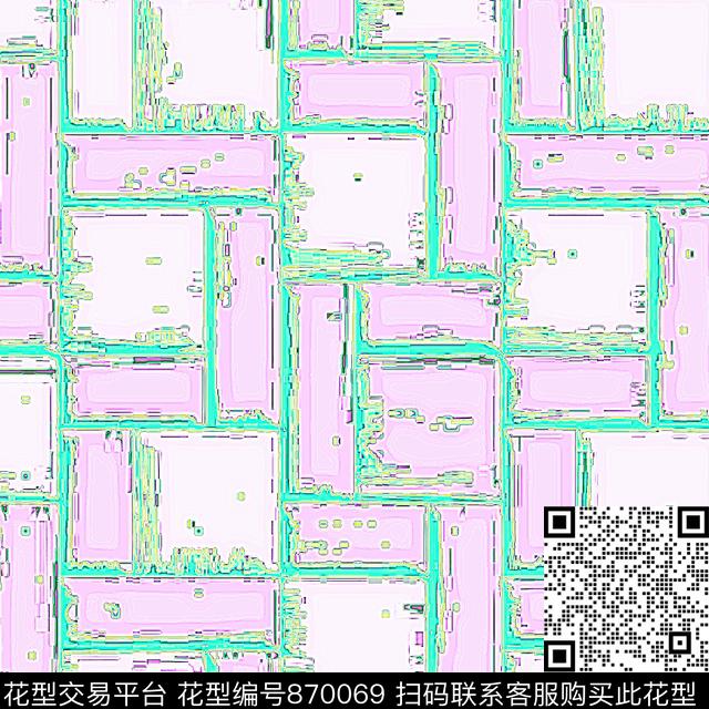 色块抽像线条数码印花华亿平台下载（图片编号: 870069） - 瓦栏（Walan）