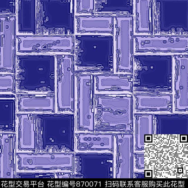 色块抽像线条数码印花华亿平台下载（图片编号: 870071） - 瓦栏（Walan）