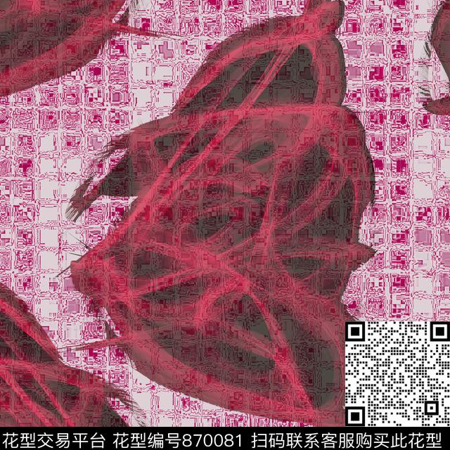 色块抽像线条数码印花华亿平台下载（图片编号: 870081） - 瓦栏（Walan）