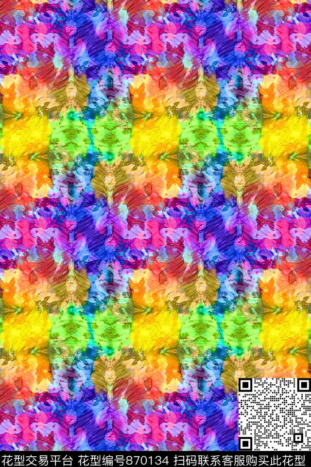 曲线竖条波浪条纹数码印花华亿平台下载（图片编号: 870134） - 瓦栏（Walan）