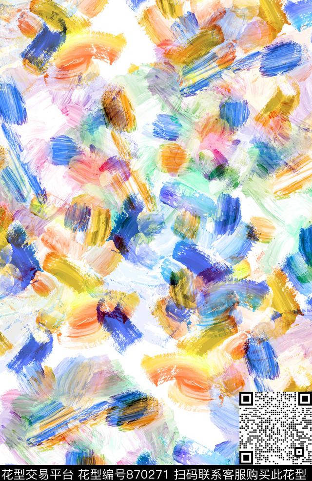 几何涂鸦水彩传统印花华亿平台下载（图片编号: 870271） - 瓦栏（Walan）