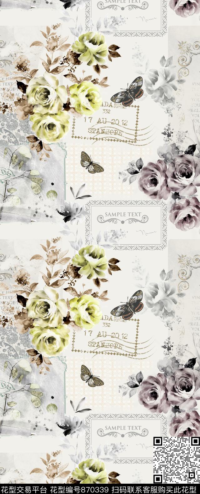 玫瑰花朵花瓣传统印花华亿平台下载（图片编号: 870339） - 瓦栏（Walan）