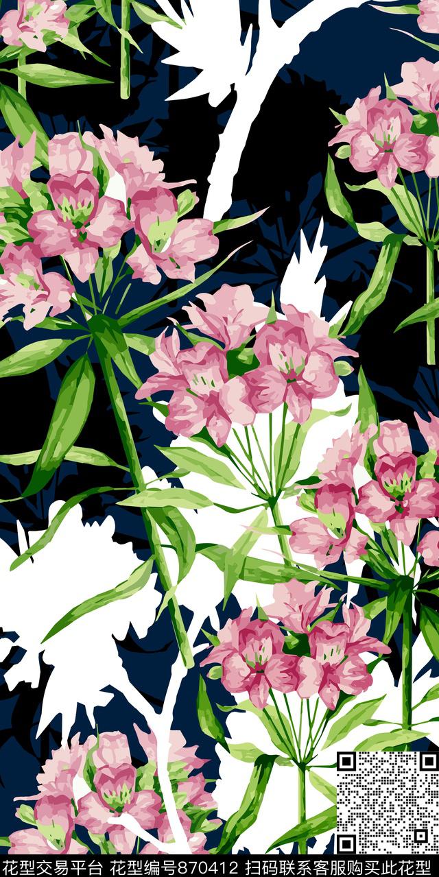 花朵花卉植物数码印花华亿平台下载（图片编号: 870412） - 瓦栏（Walan）