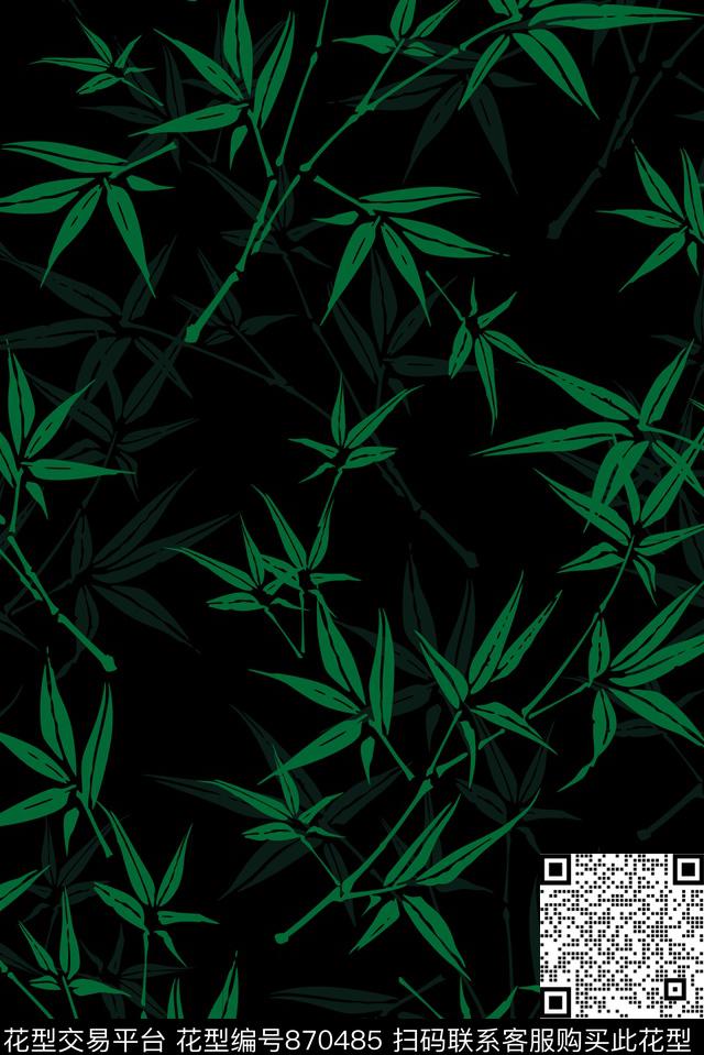 女装清爽底花卉绿植树叶数码印花华亿平台下载（图片编号: 870485） - 瓦栏（Walan）