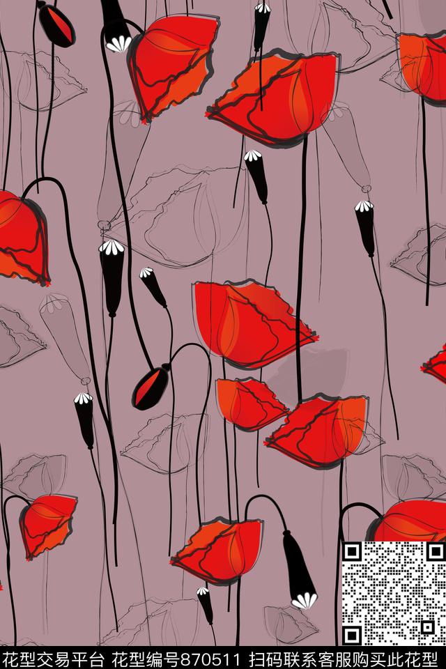 荷花花朵花卉数码印花华亿平台下载（图片编号: 870511） - 瓦栏（Walan）