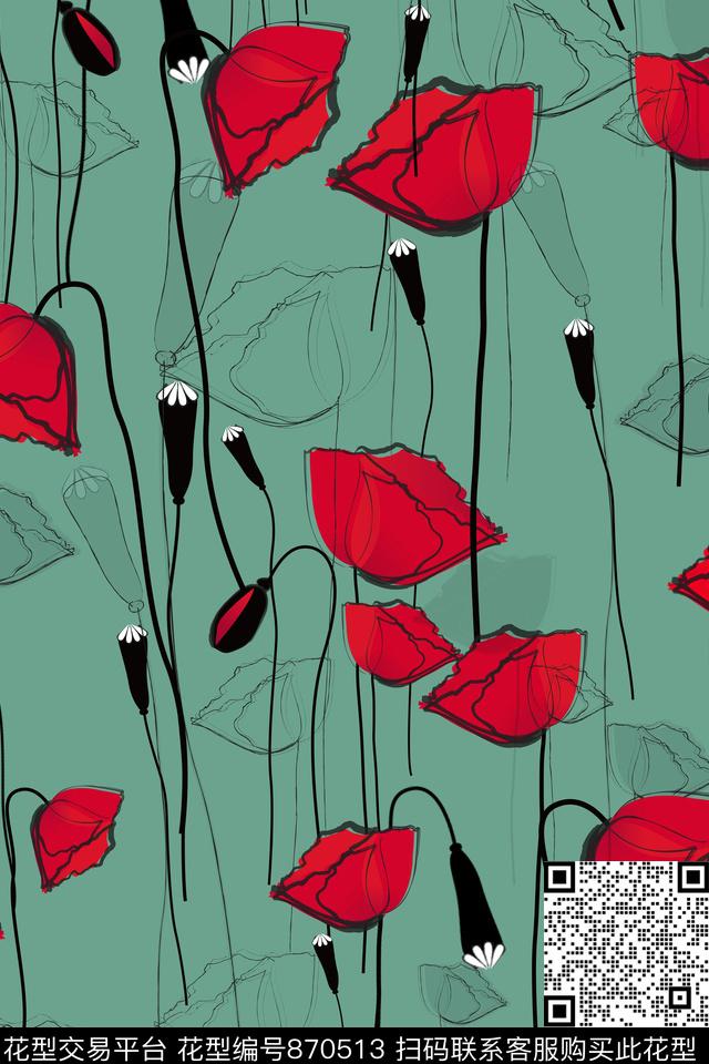 荷花花朵花卉数码印花华亿平台下载（图片编号: 870513） - 瓦栏（Walan）