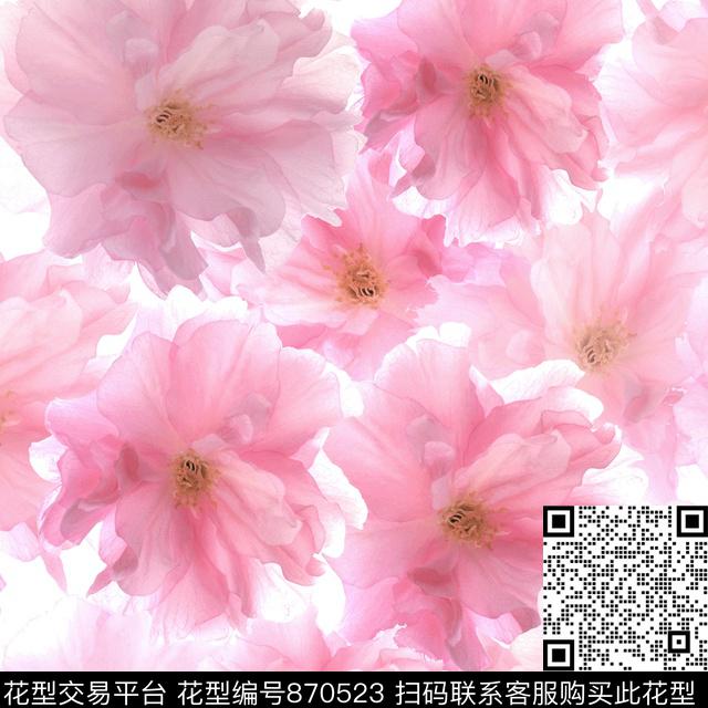 大花花朵花卉数码印花华亿平台下载（图片编号: 870523） - 瓦栏（Walan）