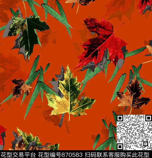 叶子枫叶竹叶数码印花华亿平台下载（图片编号: 870583） - 瓦栏（Walan）