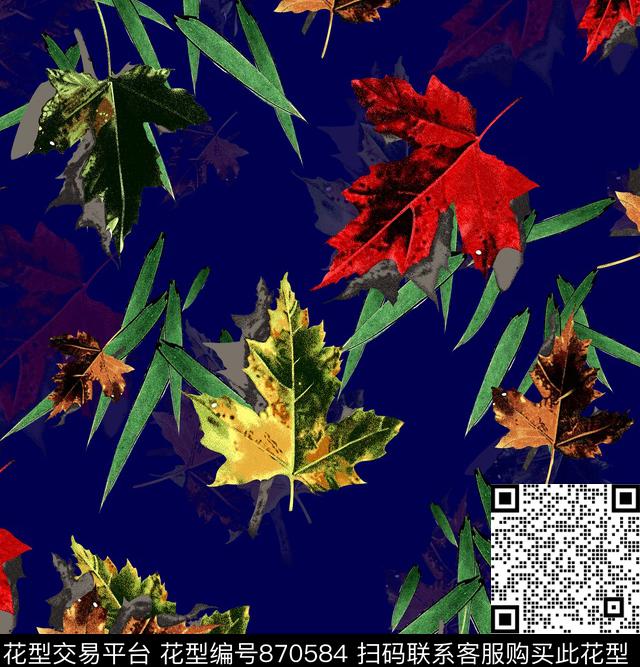 叶子枫叶竹叶数码印花华亿平台下载（图片编号: 870584） - 瓦栏（Walan）