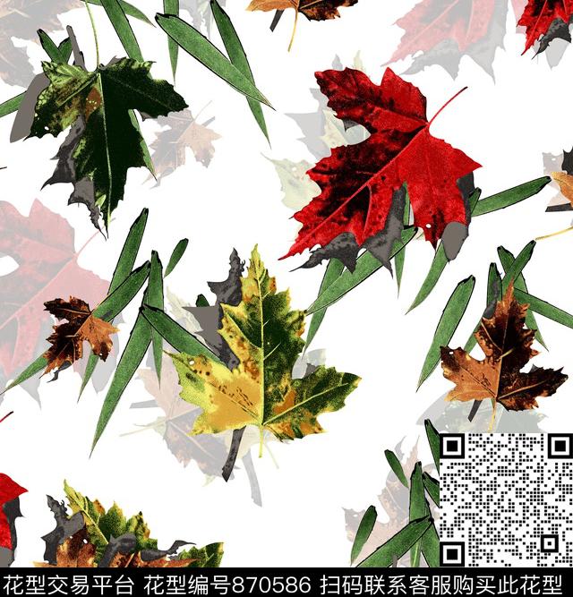 叶子枫叶竹叶数码印花华亿平台下载（图片编号: 870586） - 瓦栏（Walan）