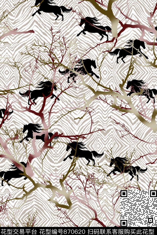 斑马纹男装马数码印花华亿平台下载（图片编号: 870620） - 瓦栏（Walan）