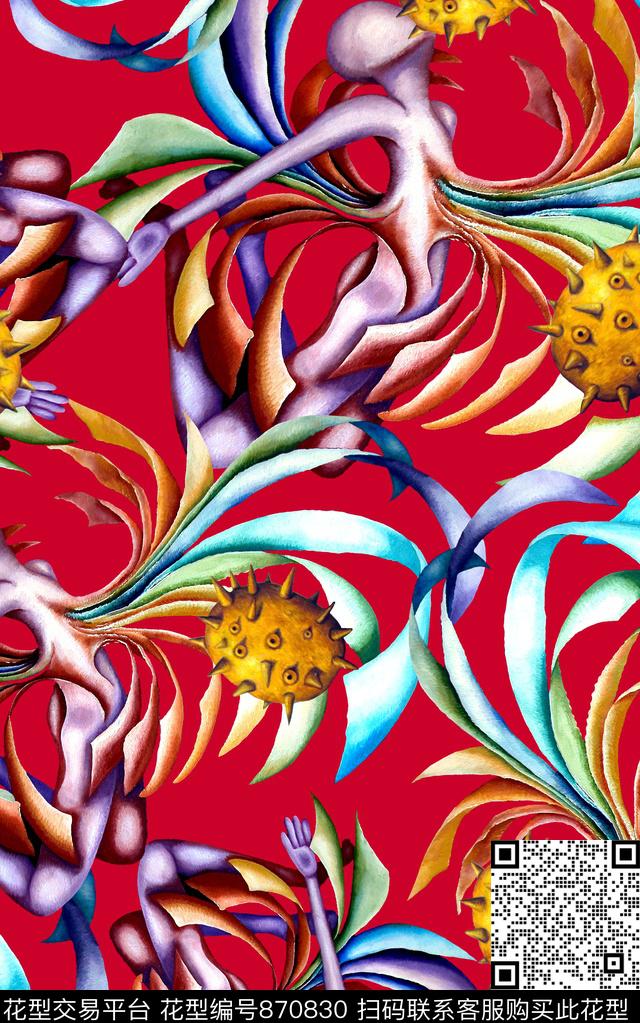 肌理水彩抽象数码印花华亿平台下载（图片编号: 870830） - 瓦栏（Walan）