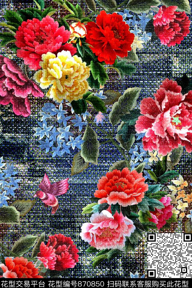 民族风绣花花卉数码印花华亿平台下载（图片编号: 870850） - 瓦栏（Walan）