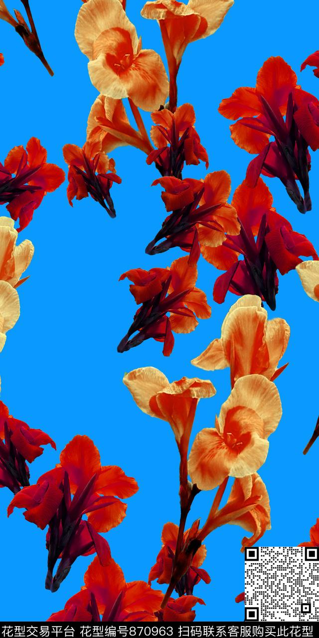 花卉植物花朵数码印花华亿平台下载（图片编号: 870963） - 瓦栏（Walan）