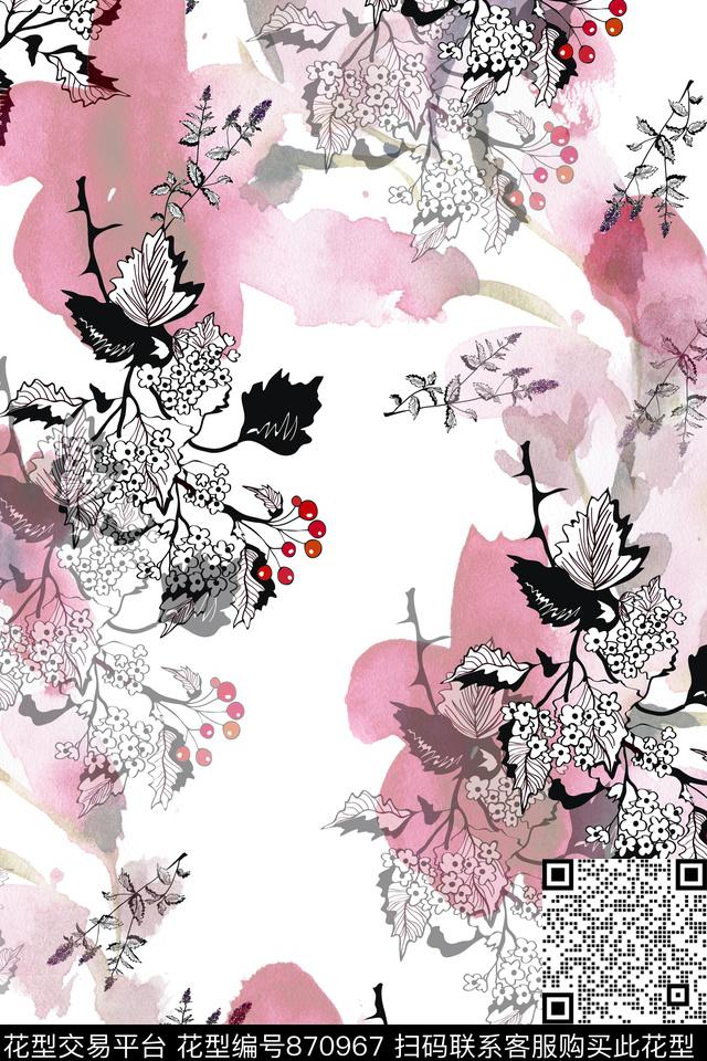 玉兰花花朵中国风数码印花华亿平台下载（图片编号: 870967） - 瓦栏（Walan）