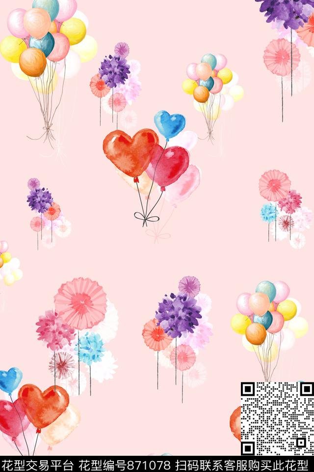 大花花卉手绘数码印花华亿平台下载（图片编号: 871078） - 瓦栏（Walan）