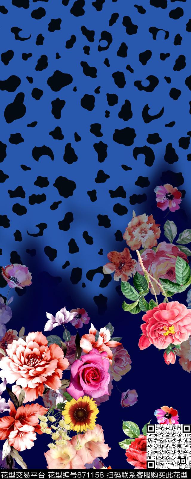 定位花花卉花朵数码印花华亿平台下载（图片编号: 871158） - 瓦栏（Walan）
