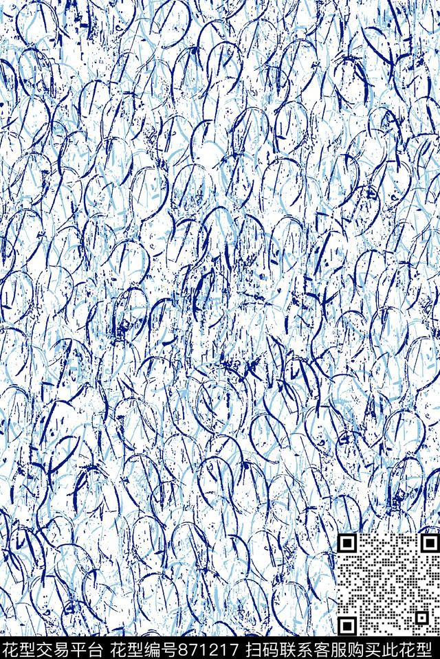 抽象纹理几何男装衬衫华亿平台传统印花华亿平台下载（图片编号: 871217） - 瓦栏（Walan）