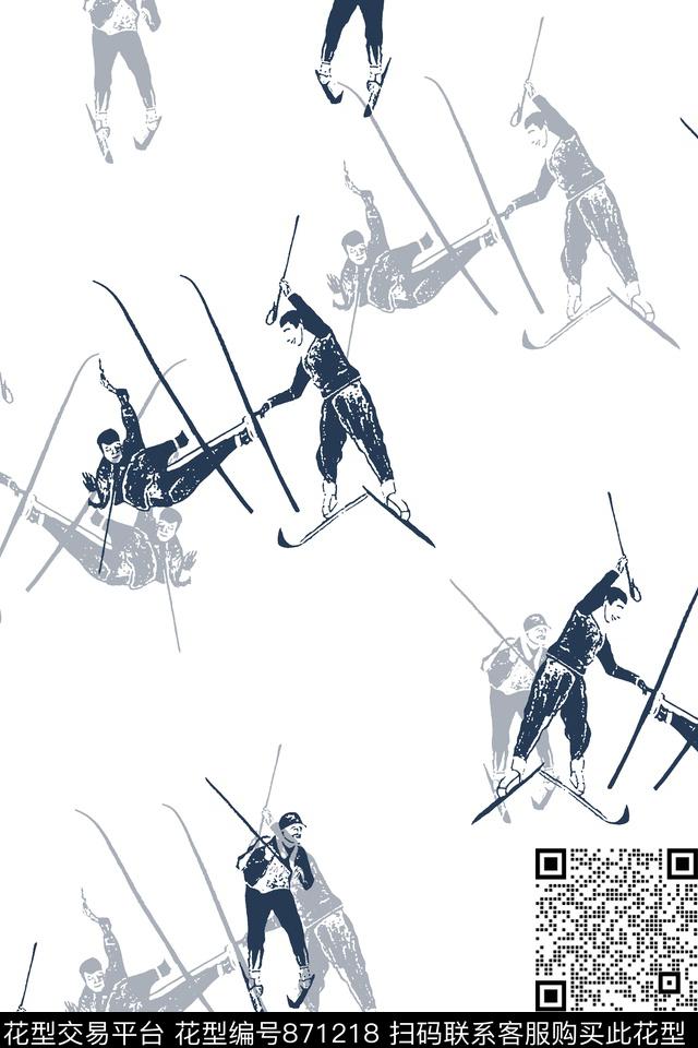 人物像运动员几何传统印花华亿平台下载（图片编号: 871218） - 瓦栏（Walan）