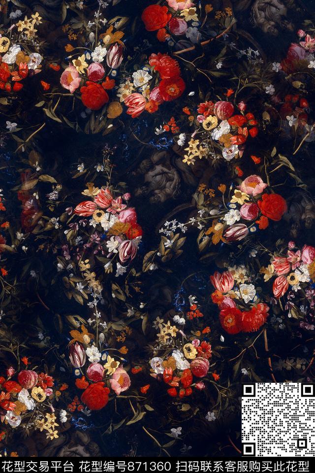 小碎花花卉中国风数码印花华亿平台下载（图片编号: 871360） - 瓦栏（Walan）