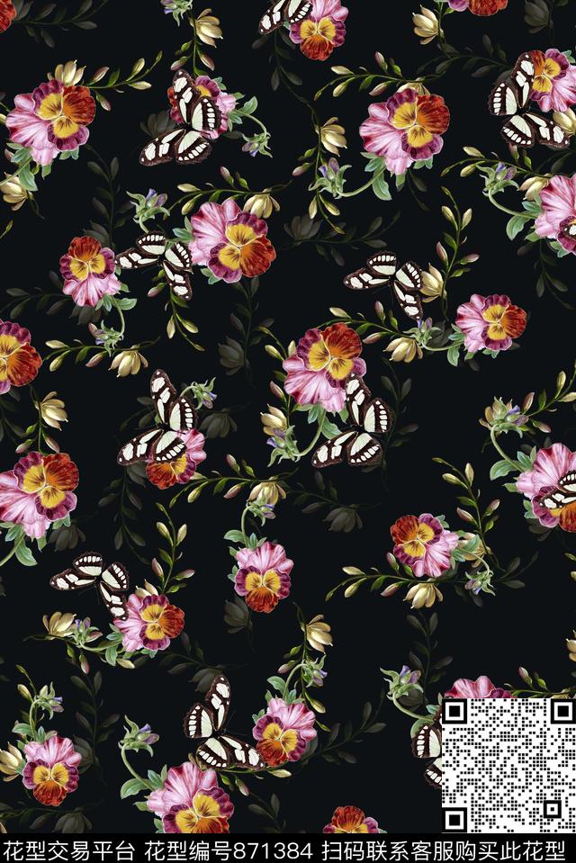 花朵花卉女装数码印花华亿平台下载（图片编号: 871384） - 瓦栏（Walan）