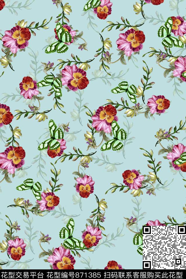 花朵花卉女装数码印花华亿平台下载（图片编号: 871385） - 瓦栏（Walan）