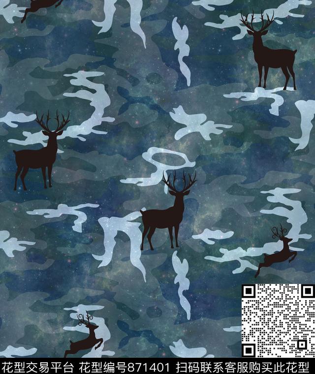 动物迷彩几何数码印花华亿平台下载（图片编号: 871401） - 瓦栏（Walan）
