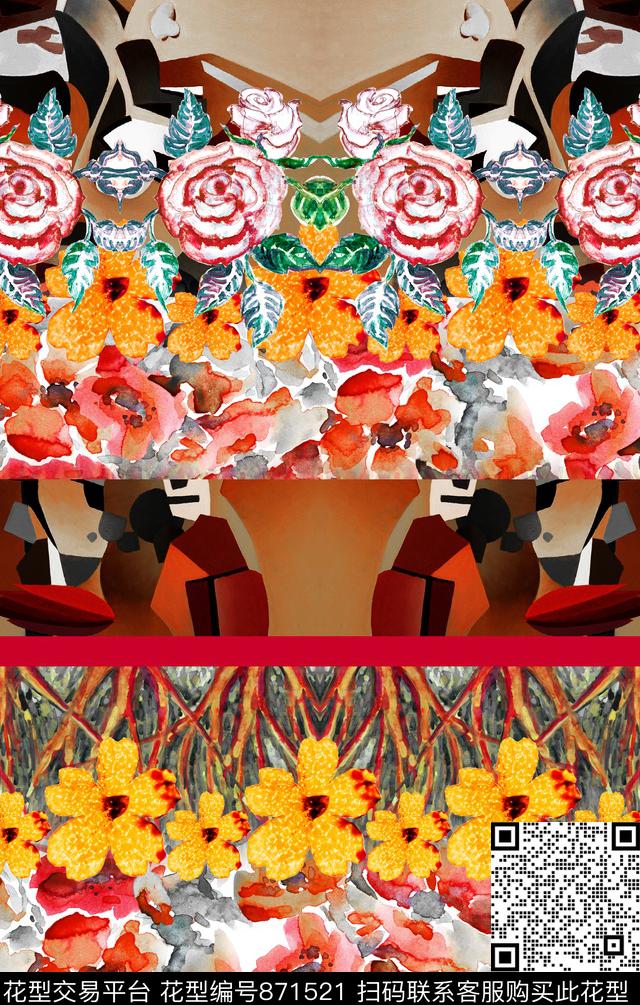花朵波西米亚民族风数码印花华亿平台下载（图片编号: 871521） - 瓦栏（Walan）