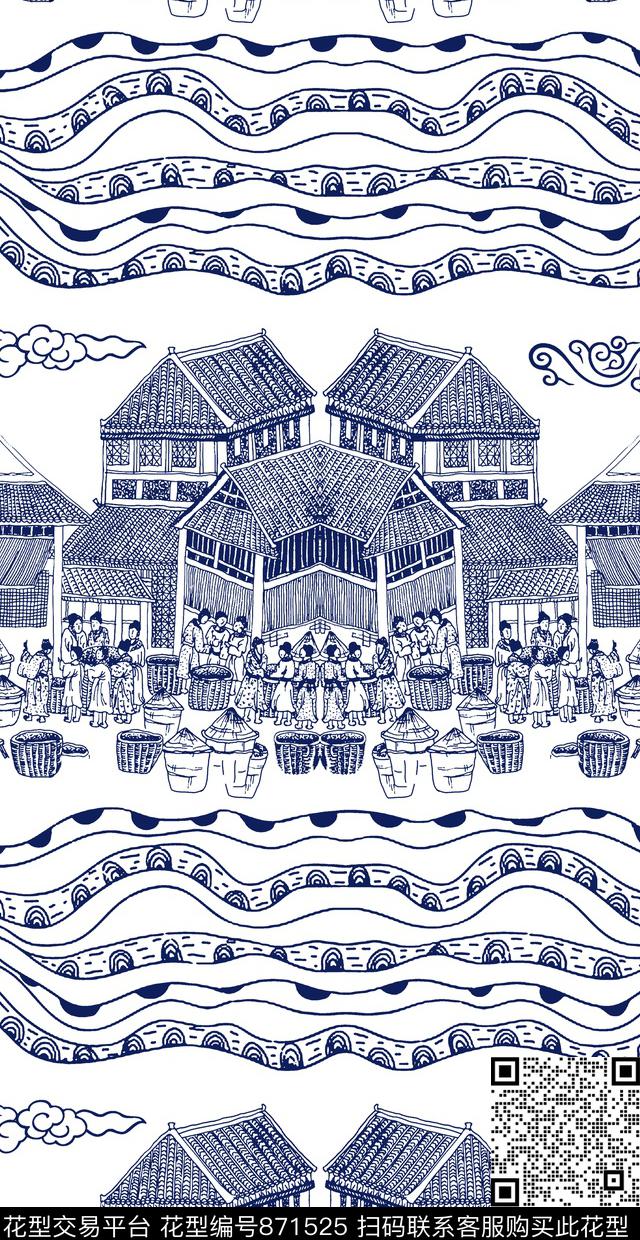 国画复古条纹传统印花华亿平台下载（图片编号: 871525） - 瓦栏（Walan）