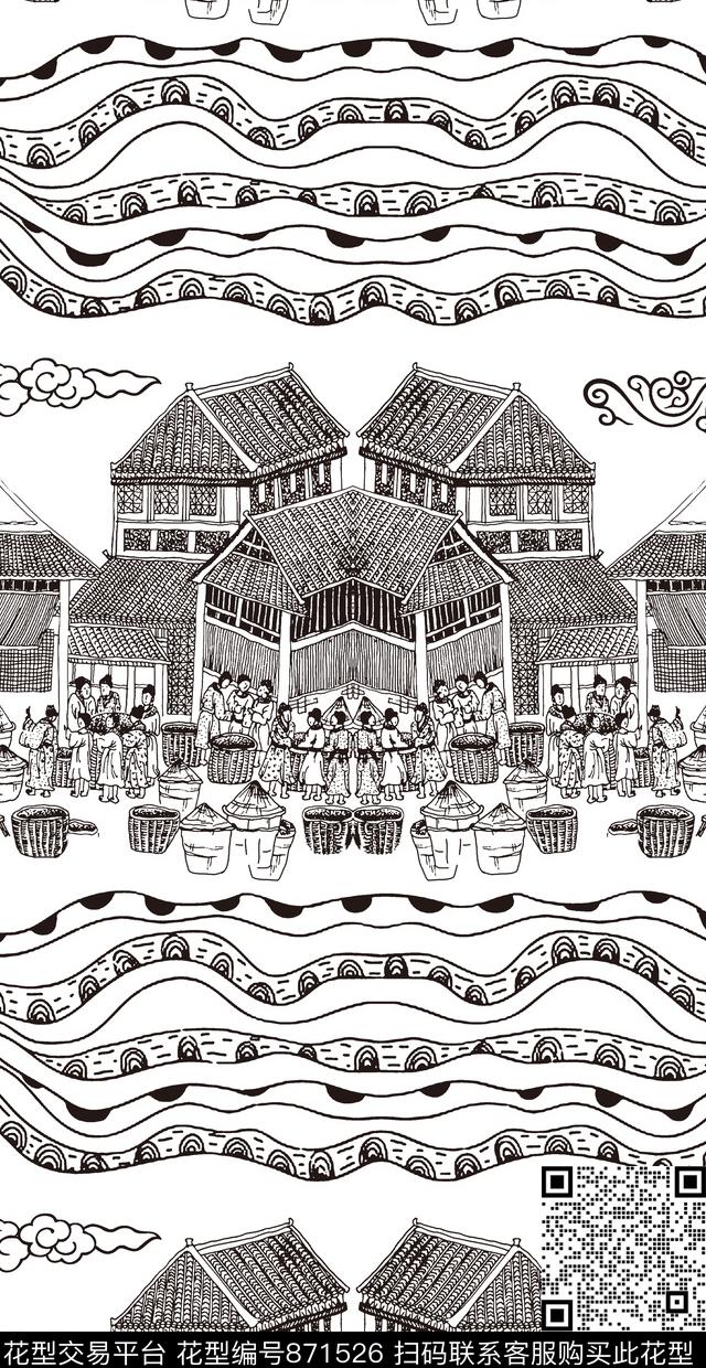 国画复古条纹传统印花华亿平台下载（图片编号: 871526） - 瓦栏（Walan）