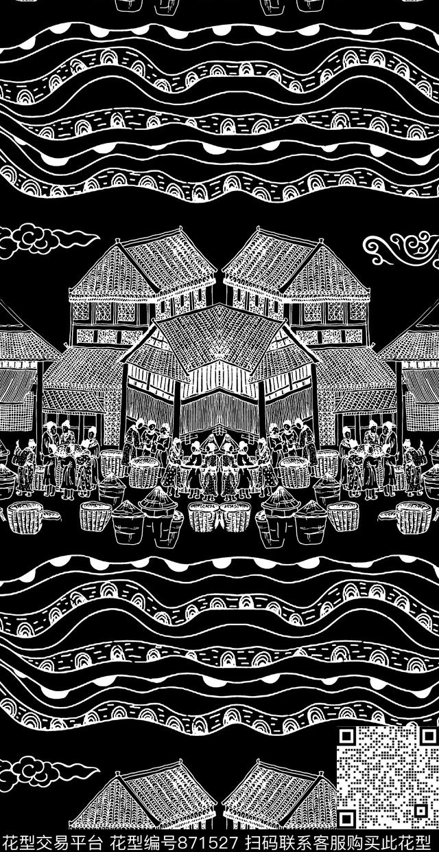 国画复古条纹传统印花华亿平台下载（图片编号: 871527） - 瓦栏（Walan）