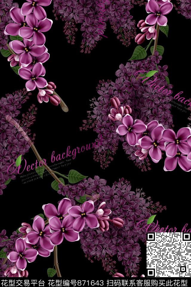 花卉女装四方连续数码印花华亿平台下载（图片编号: 871643） - 瓦栏（Walan）