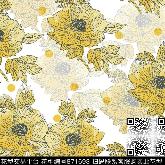 花朵花卉传统印花华亿平台下载（图片编号: 871693） - 瓦栏（Walan）