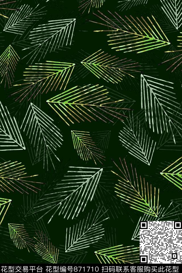 热带叶子树叶数码印花华亿平台下载（图片编号: 871710） - 瓦栏（Walan）