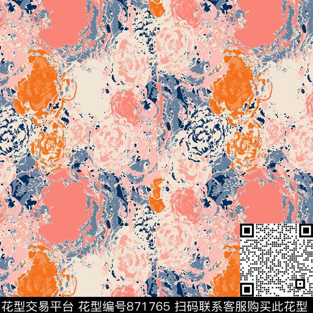 纹理泼墨油墨传统印花华亿平台下载（图片编号: 871765） - 瓦栏（Walan）