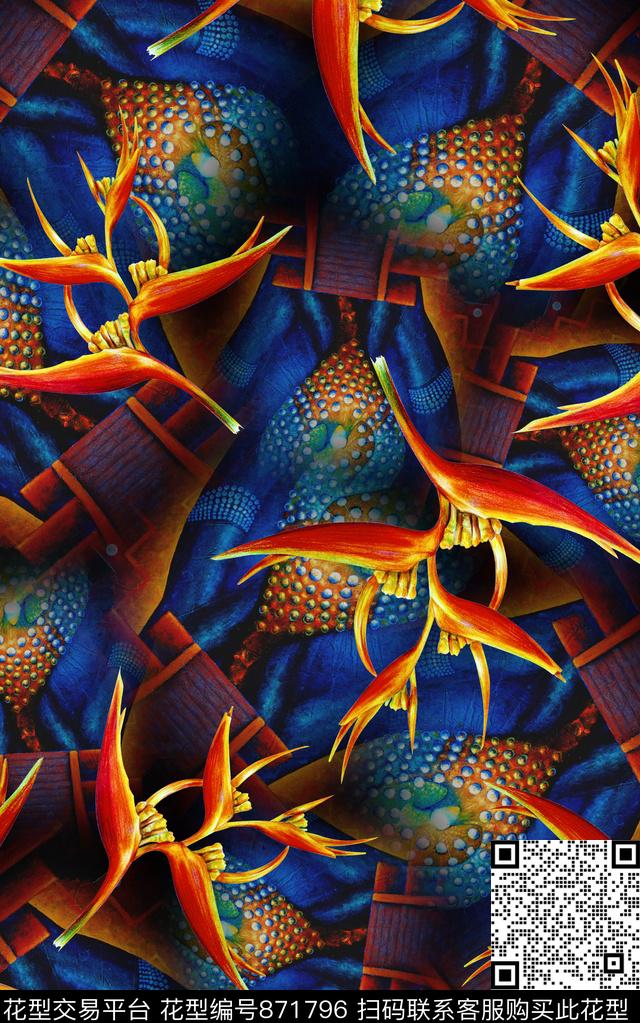 花朵波西米亚民族风数码印花华亿平台下载（图片编号: 871796） - 瓦栏（Walan）