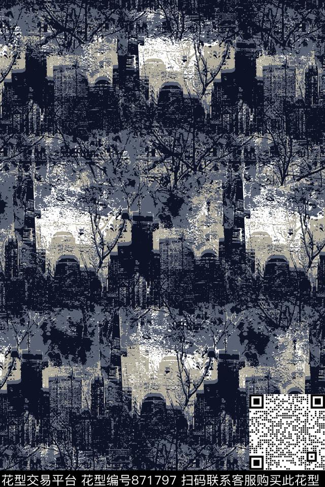 抽象纹理城市风景肌理纹理传统印花华亿平台下载（图片编号: 871797） - 瓦栏（Walan）