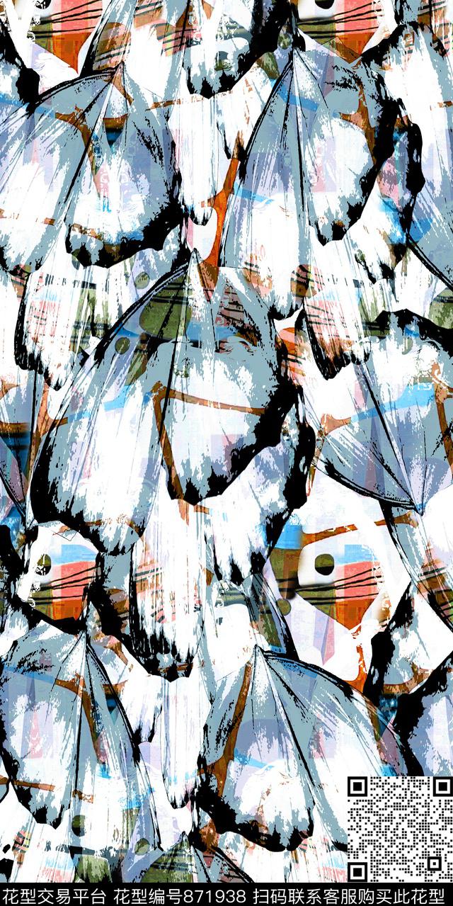 花鸟蝴蝶水彩数码印花华亿平台下载（图片编号: 871938） - 瓦栏（Walan）
