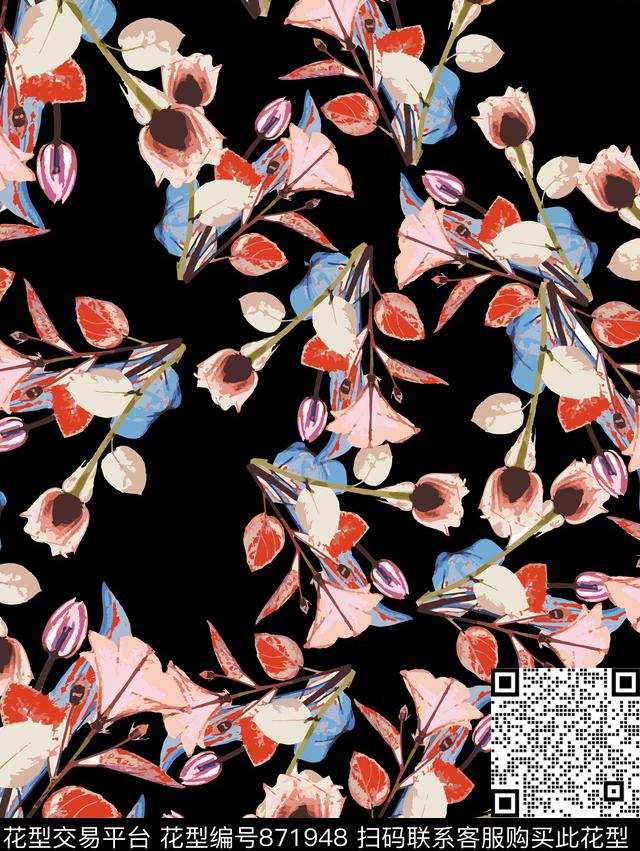 植物花卉花朵传统印花华亿平台下载（图片编号: 871948） - 瓦栏（Walan）