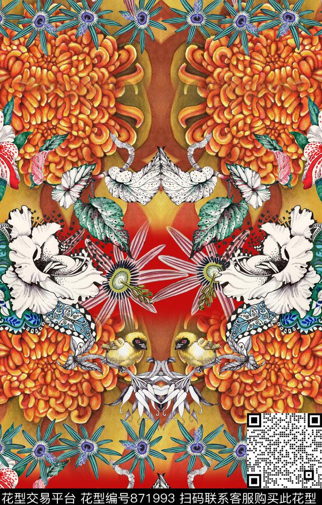 波西米亚中国风民族风数码印花华亿平台下载（图片编号: 871993） - 瓦栏（Walan）