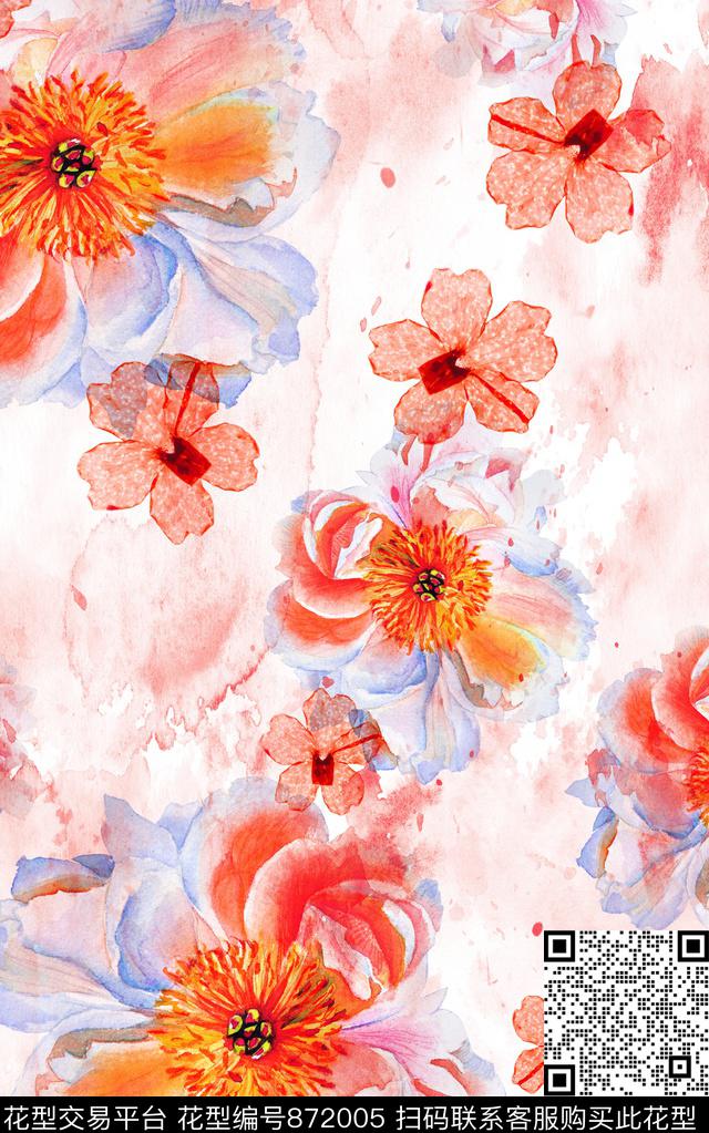 小碎花花朵花卉数码印花华亿平台下载（图片编号: 872005） - 瓦栏（Walan）