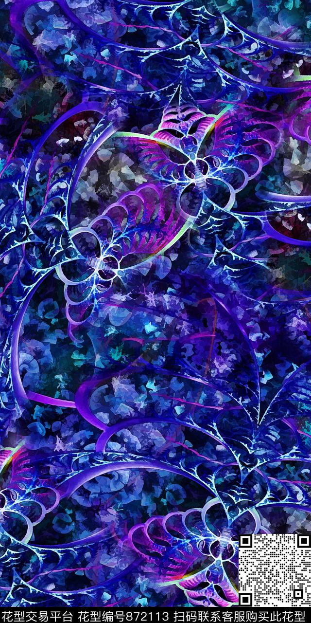 趣味休闲炫彩休闲风数码印花华亿平台下载（图片编号: 872113） - 瓦栏（Walan）