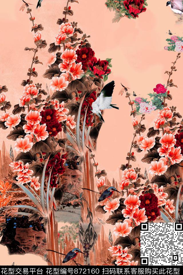 花卉昆虫鸟数码印花华亿平台下载（图片编号: 872160） - 瓦栏（Walan）