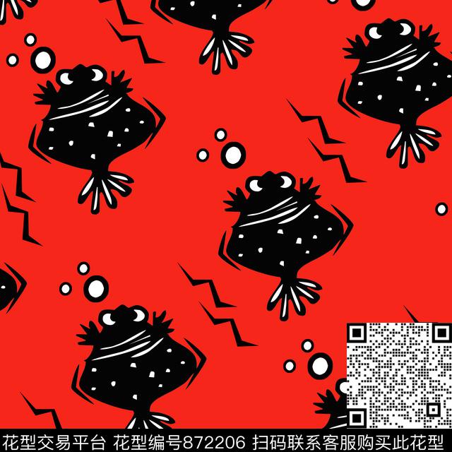 卡通风格时尚写意鱼类传统印花华亿平台下载（图片编号: 872206） - 瓦栏（Walan）