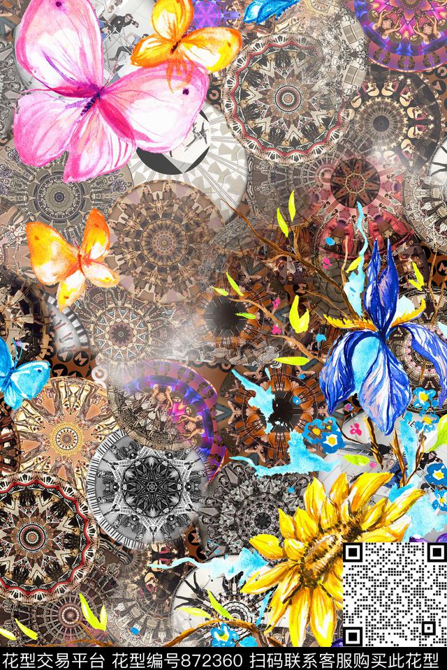 花卉趣味个性数码印花华亿平台下载（图片编号: 872360） - 瓦栏（Walan）