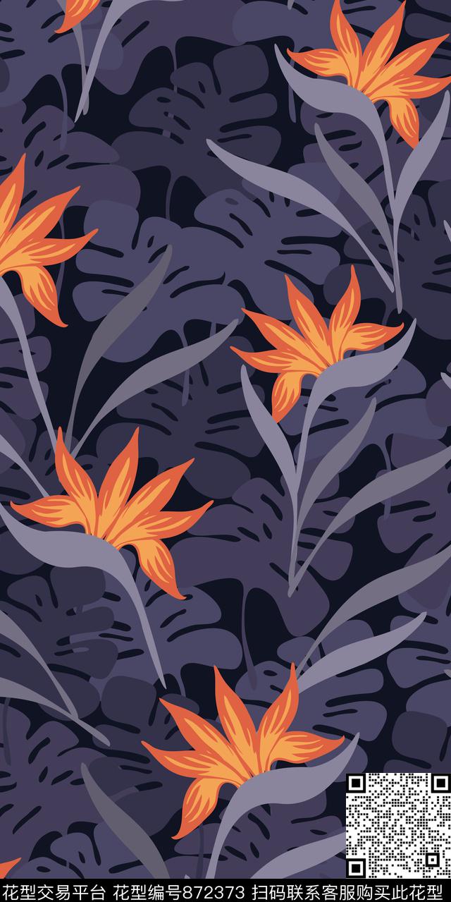 热带雨林手绘泳装传统印花华亿平台下载（图片编号: 872373） - 瓦栏（Walan）