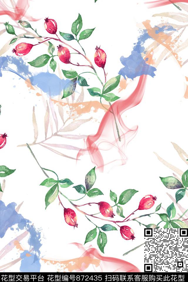 小清新云雾植物数码印花华亿平台下载（图片编号: 872435） - 瓦栏（Walan）
