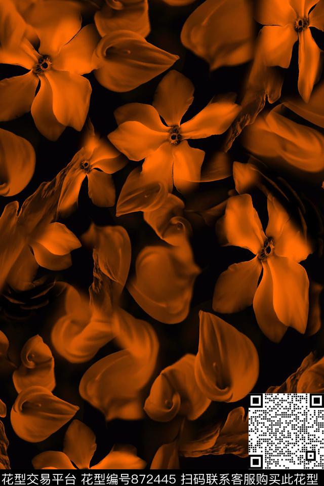 猩红女装花卉数码印花华亿平台下载（图片编号: 872445） - 瓦栏（Walan）