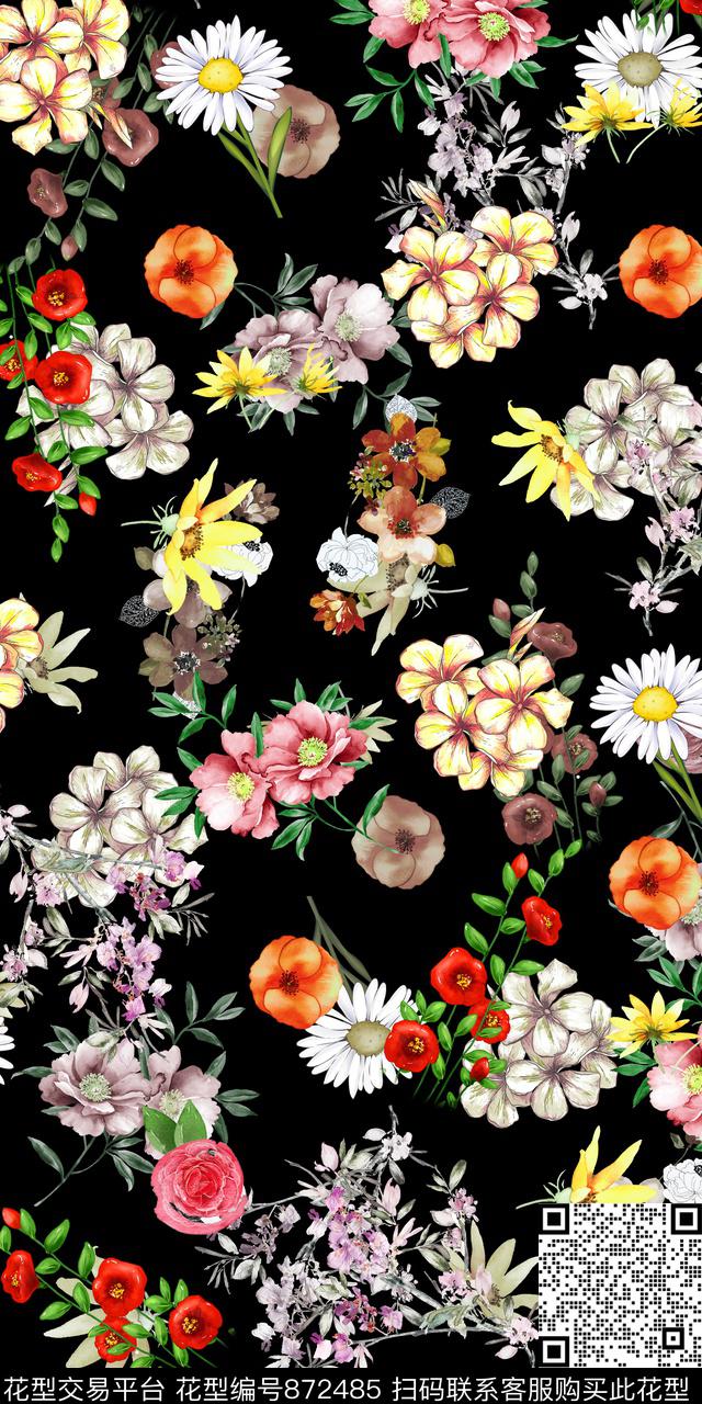 小清新花朵数码印花数码印花华亿平台下载（图片编号: 872485） - 瓦栏（Walan）